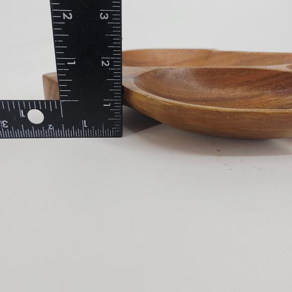 Vintage Genuine Monkey Pod Wood Hand Crafted Large Leaf Relish Dish Philippines - Picture 3 of 6